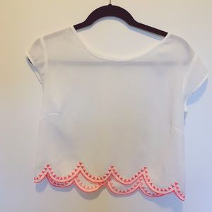 LA hearts sheer chiffon white short sleeve top!